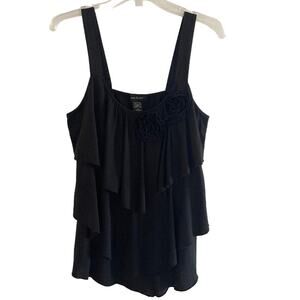 Sam & Max Black‎ Tank with Ruffles/Roses Size Large